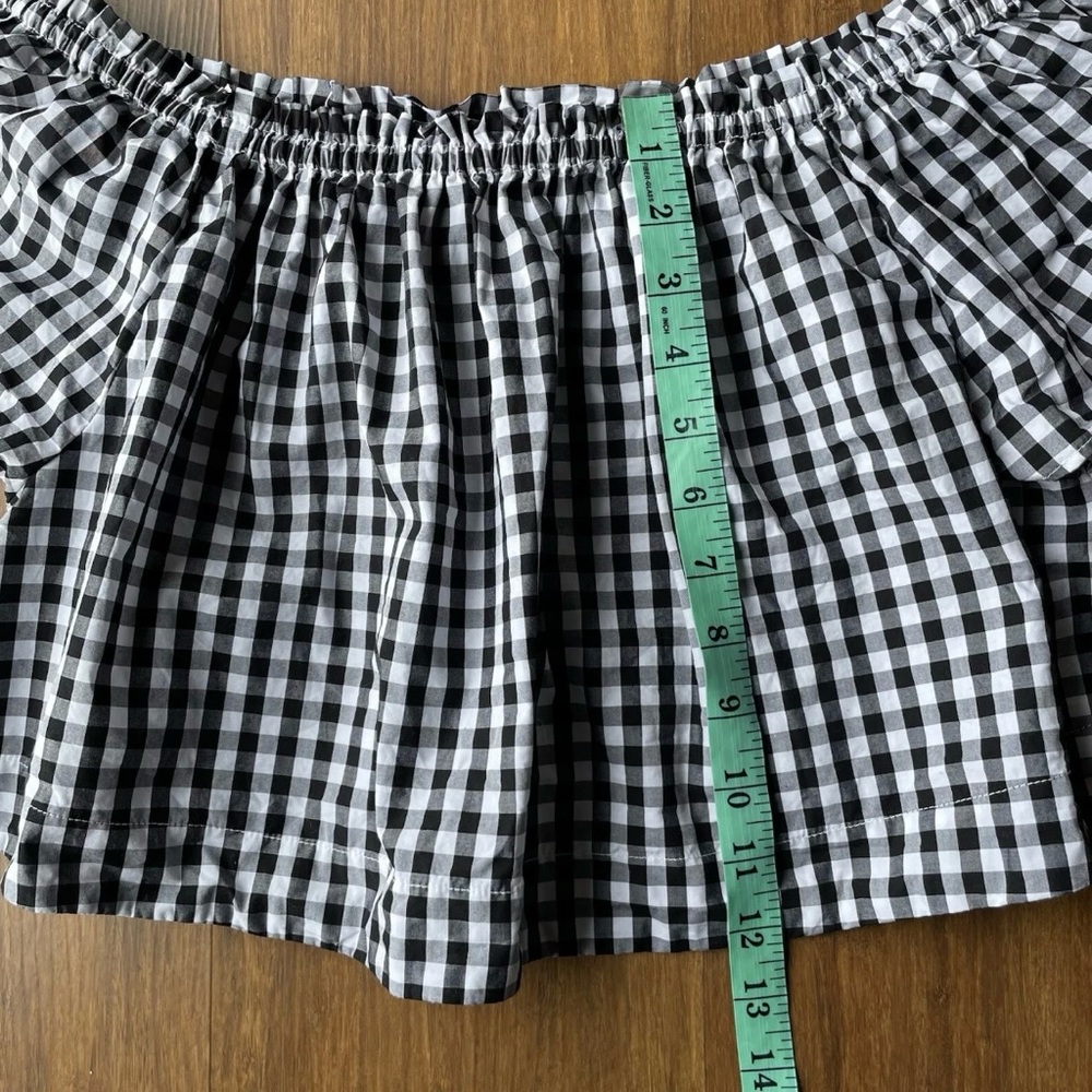 Wilfred Aritzia Crop Top Medium Garance Black White Gingham Off shoulder Blouse - Picture 9 of 10